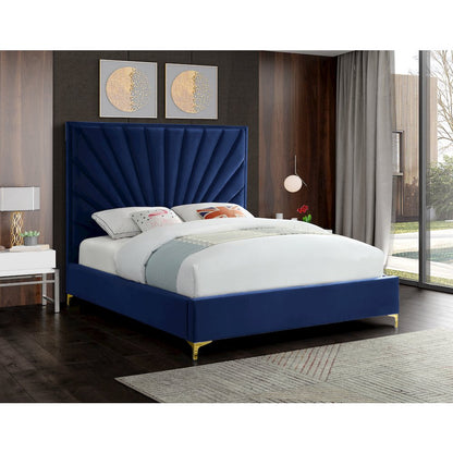 Eclipse Navy Velvet Full Bed