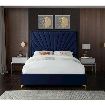 Eclipse Navy Velvet Queen Bed