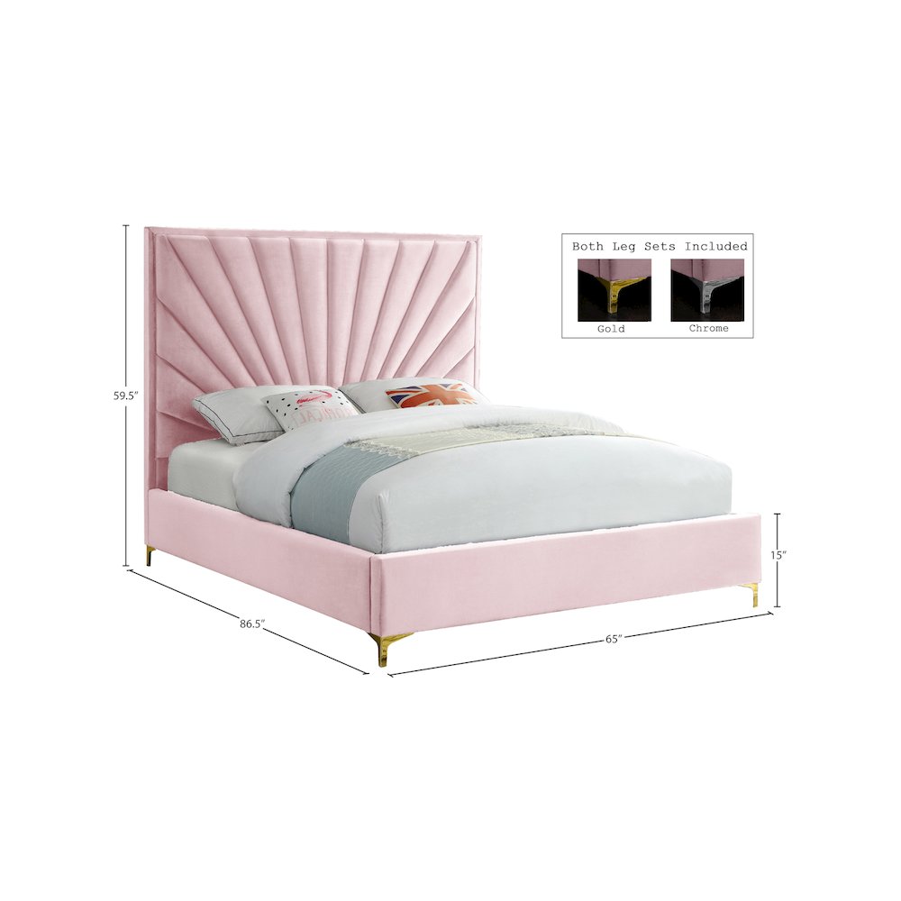Eclipse Pink Velvet Queen Bed