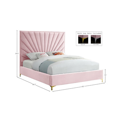 Eclipse Pink Velvet Queen Bed