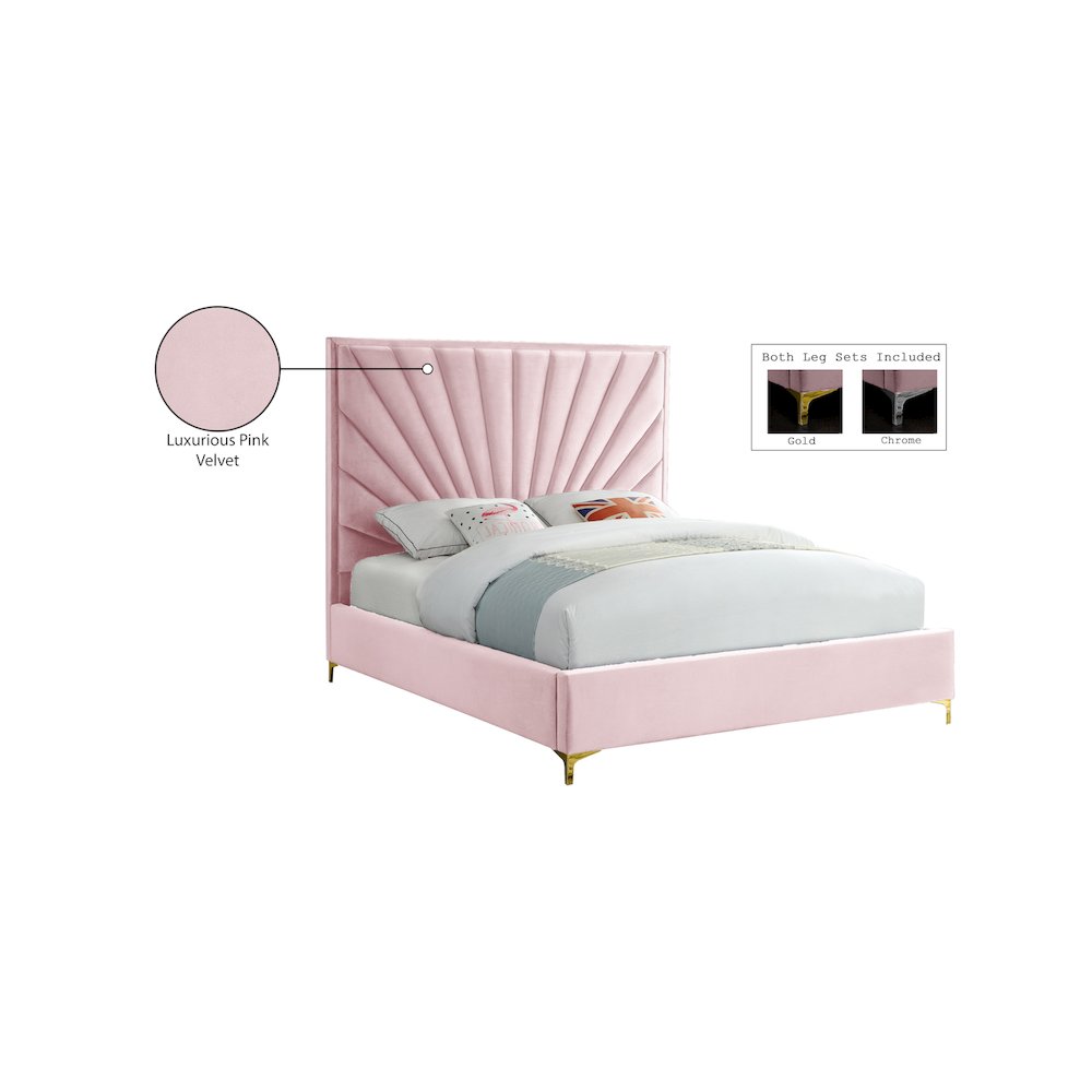 Eclipse Pink Velvet Queen Bed