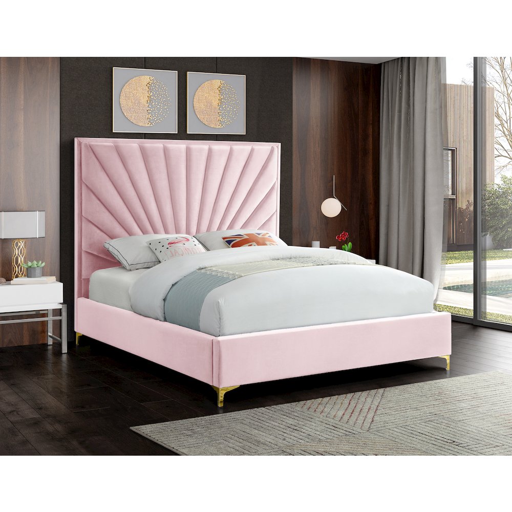 Eclipse Pink Velvet Queen Bed