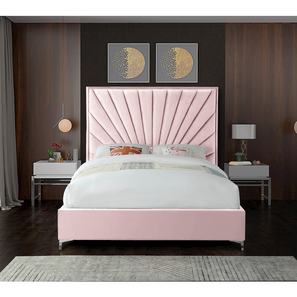 Eclipse Pink Velvet Queen Bed