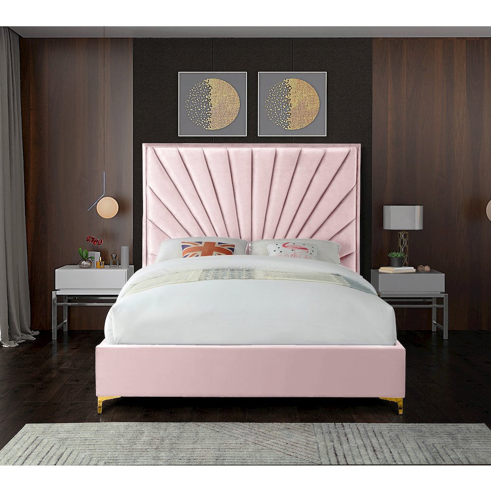 Eclipse Pink Velvet Queen Bed