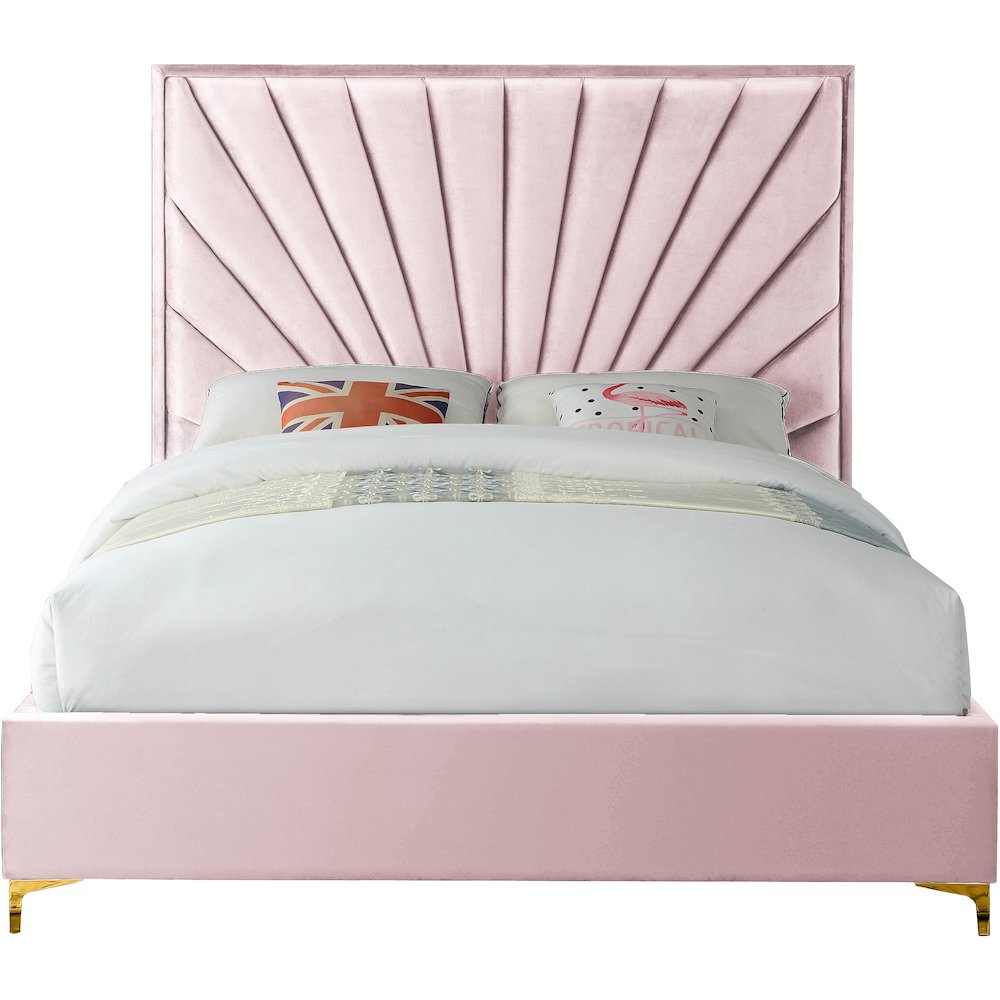 Eclipse Pink Velvet Queen Bed
