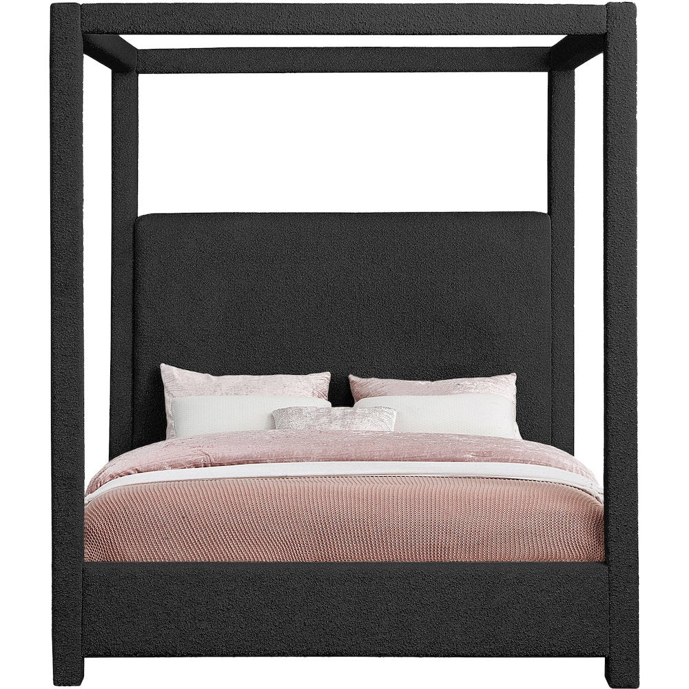 Eden Black Boucle Fabric Queen Bed