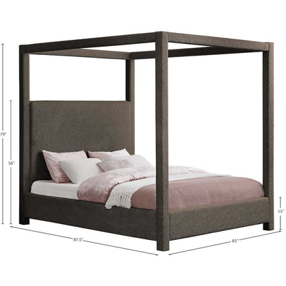 Eden Brown Boucle Fabric King Bed