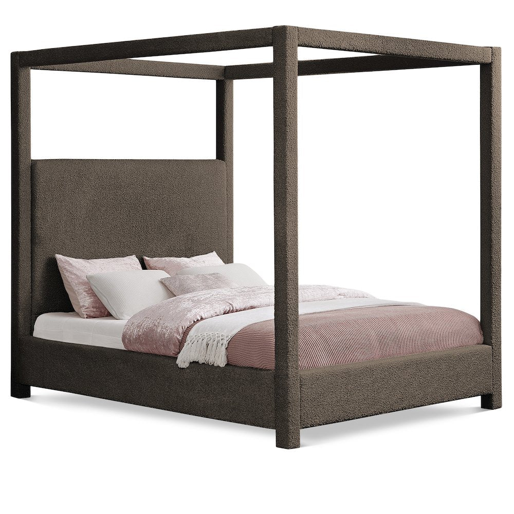 Eden Brown Boucle Fabric King Bed