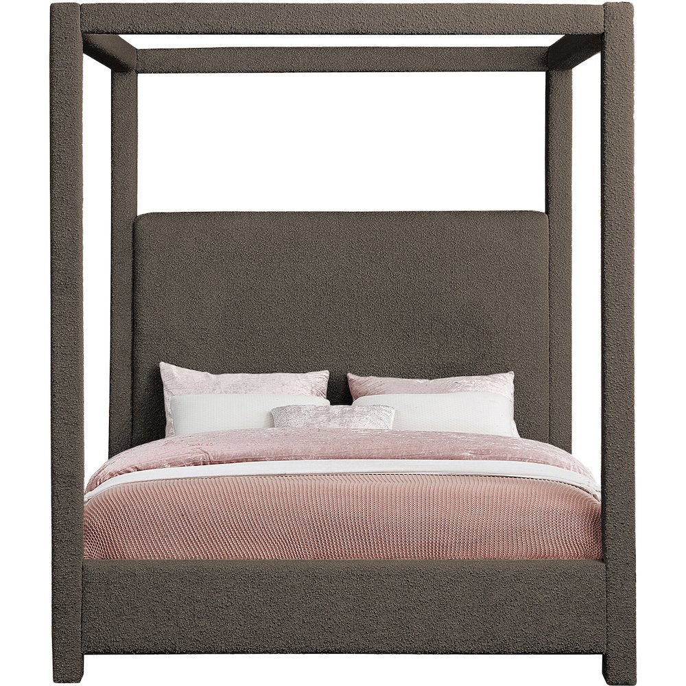 Eden Brown Boucle Fabric King Bed