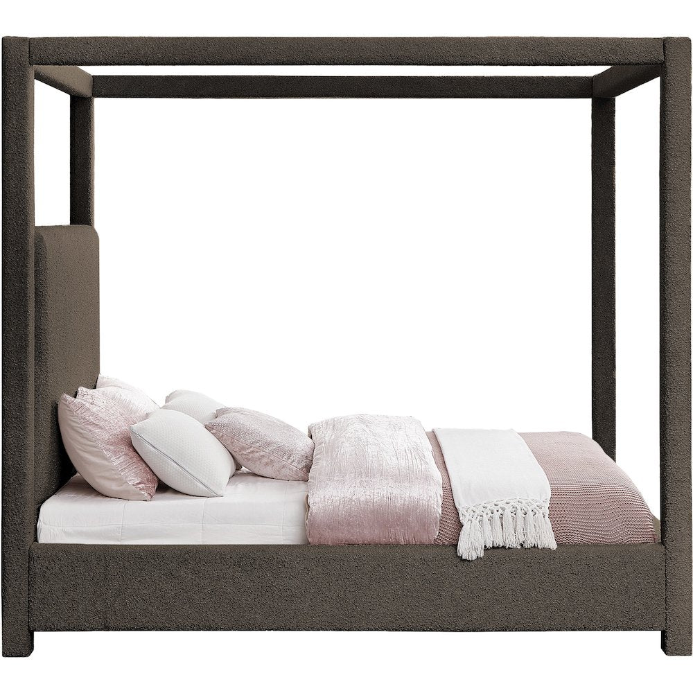 Eden Brown Boucle Fabric King Bed