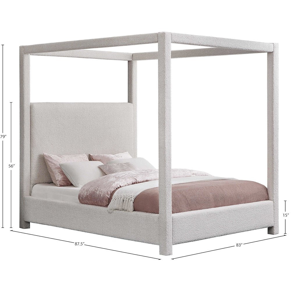 Eden Cream Boucle Fabric King Bed