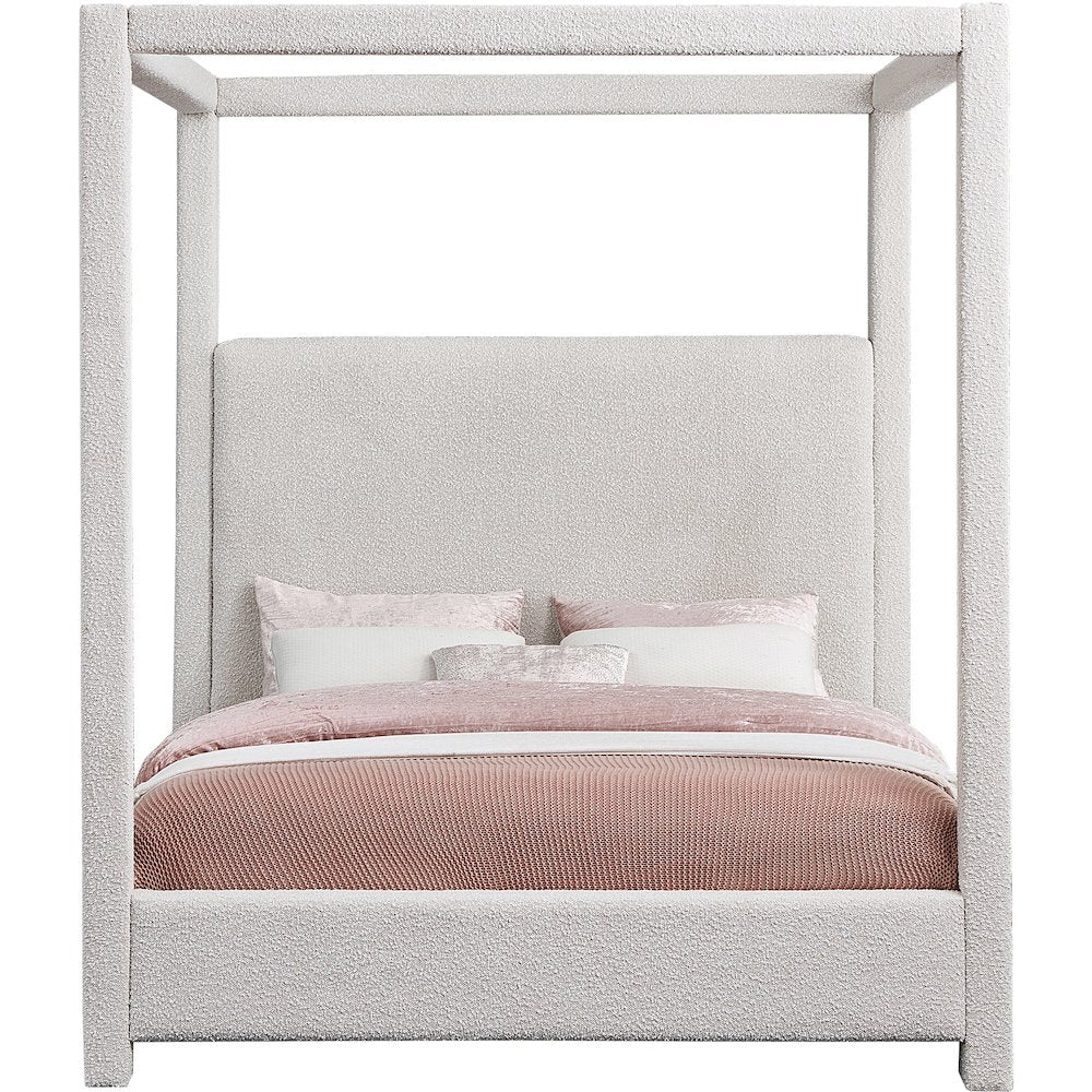 Eden Cream Boucle Fabric Queen Bed