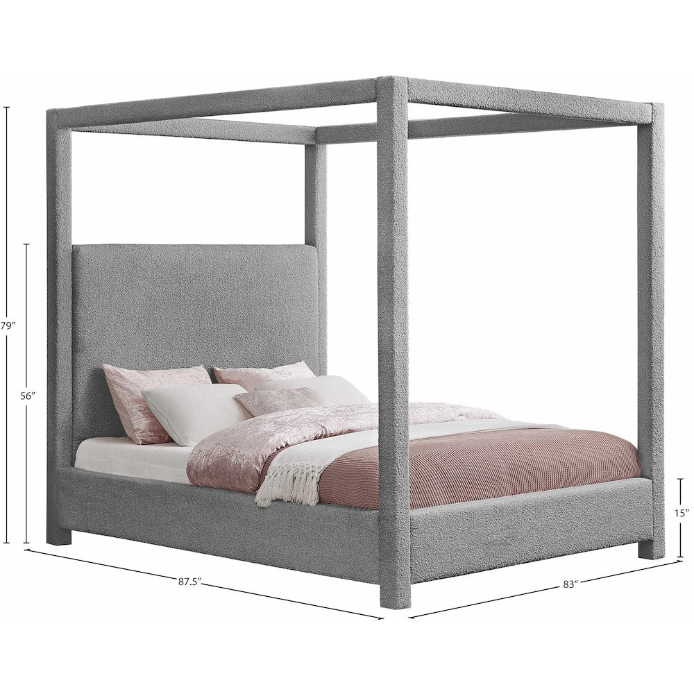 Eden Grey Boucle Fabric King Bed
