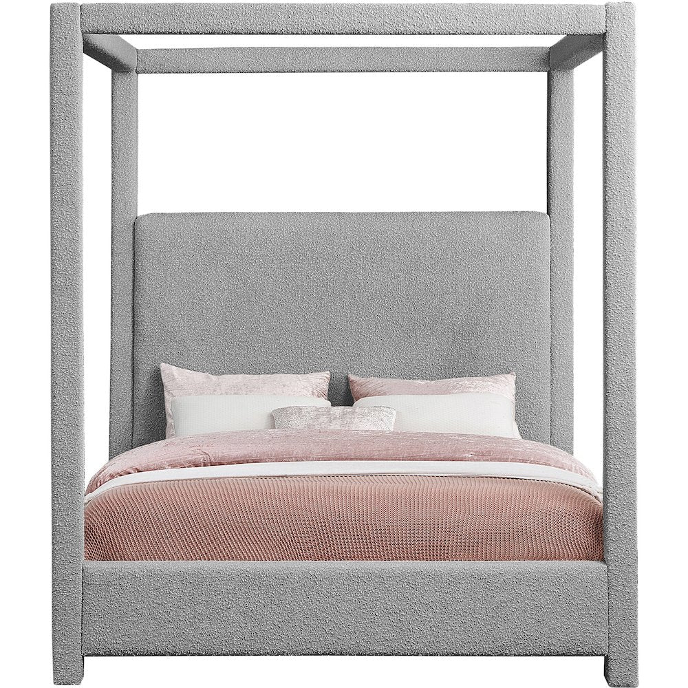 Eden Grey Boucle Fabric King Bed