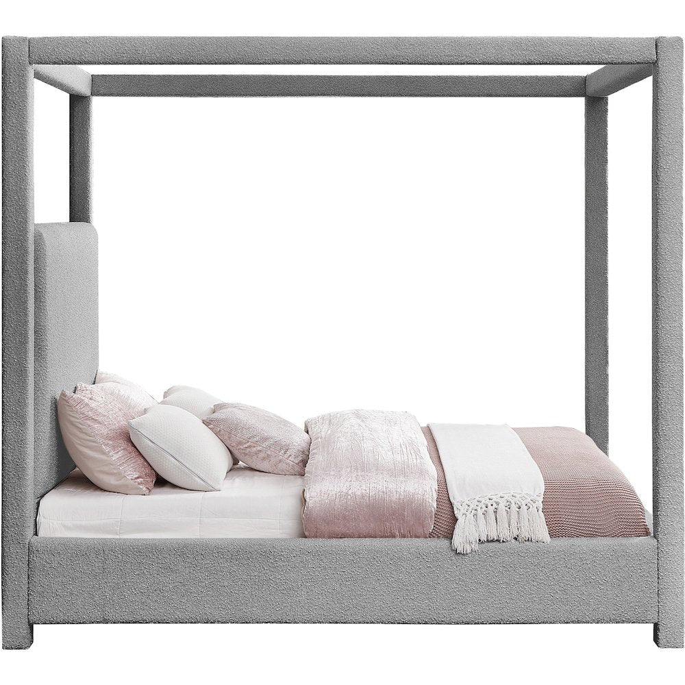 Eden Grey Boucle Fabric Queen Bed