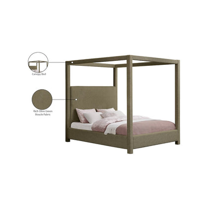 Eden Olive Boucle Fabric Queen Bed
