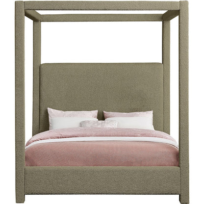 Eden Olive Boucle Fabric Queen Bed