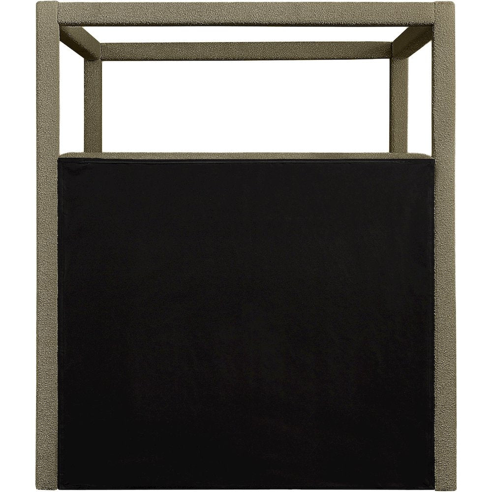 Eden Olive Boucle Fabric Queen Bed
