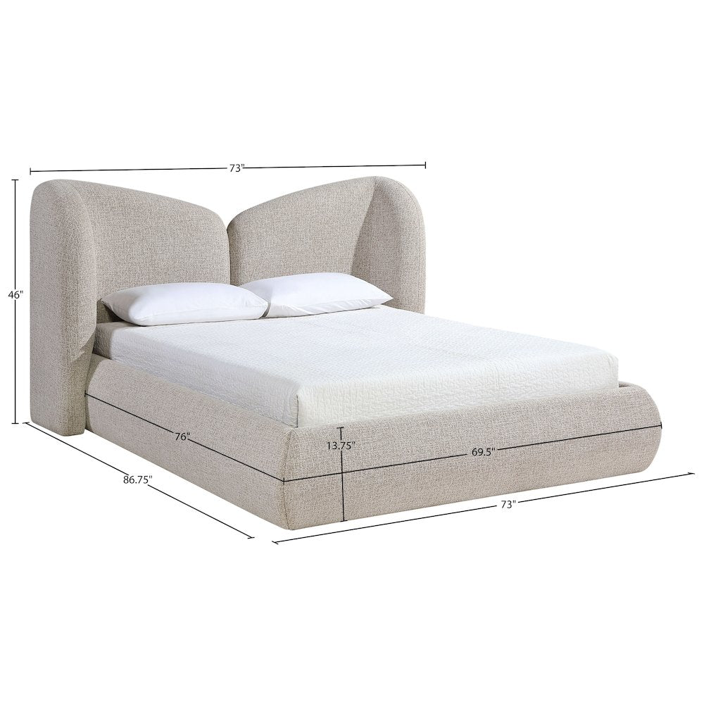Elowen Beige Chenille Fabric Upholstered Full Bed