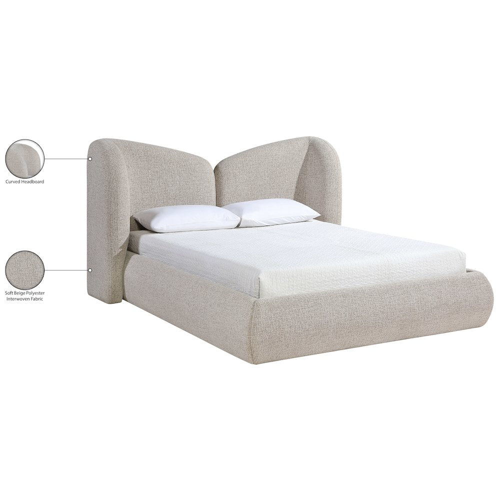Elowen Beige Chenille Fabric Upholstered Full Bed