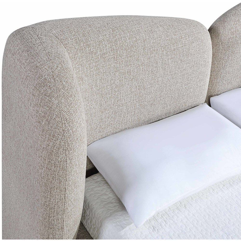 Elowen Beige Chenille Fabric Upholstered Full Bed