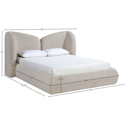 Elowen Beige Chenille Fabric Upholstered King Bed