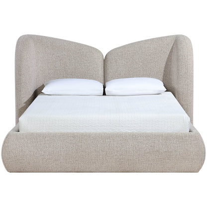 Elowen Beige Chenille Fabric Upholstered Queen Bed
