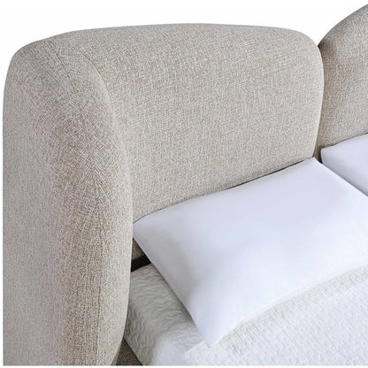 Elowen Beige Chenille Fabric Upholstered Queen Bed