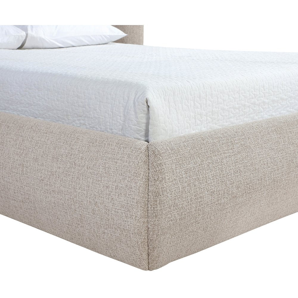 Elowen Beige Chenille Fabric Upholstered Queen Bed