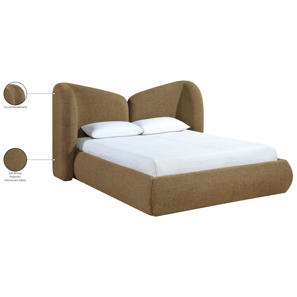 Elowen Brown Chenille Fabric Upholstered King Bed
