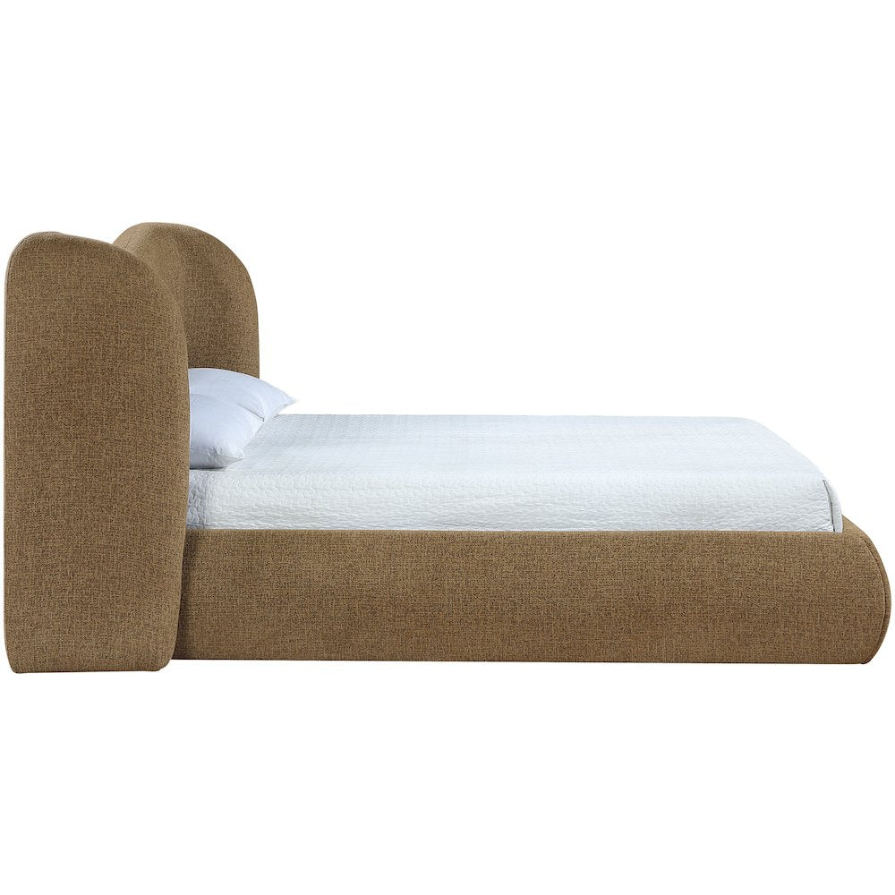 Elowen Brown Chenille Fabric Upholstered King Bed