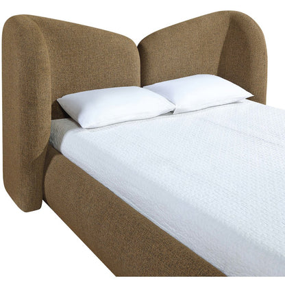 Elowen Brown Chenille Fabric Upholstered King Bed