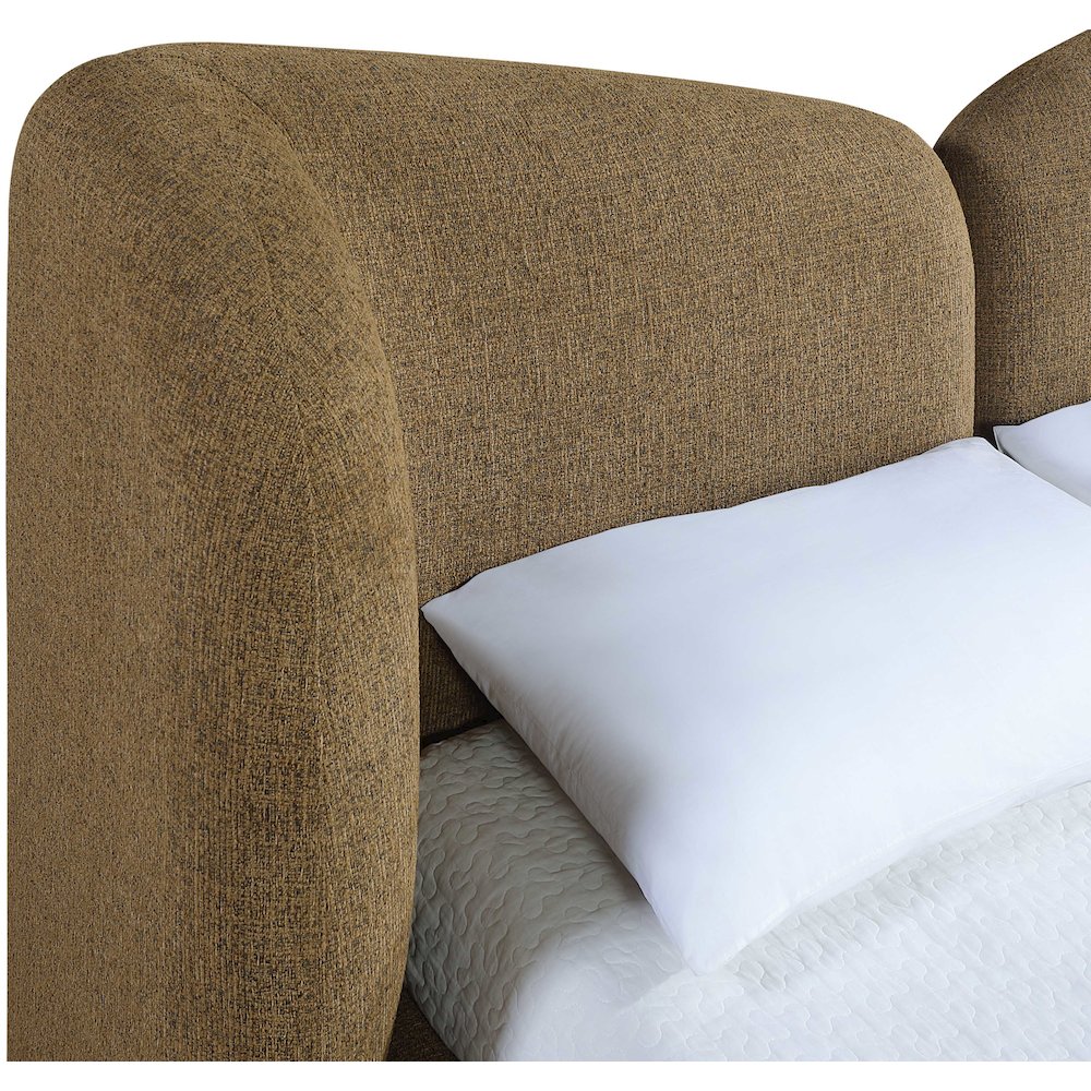Elowen Brown Chenille Fabric Upholstered King Bed
