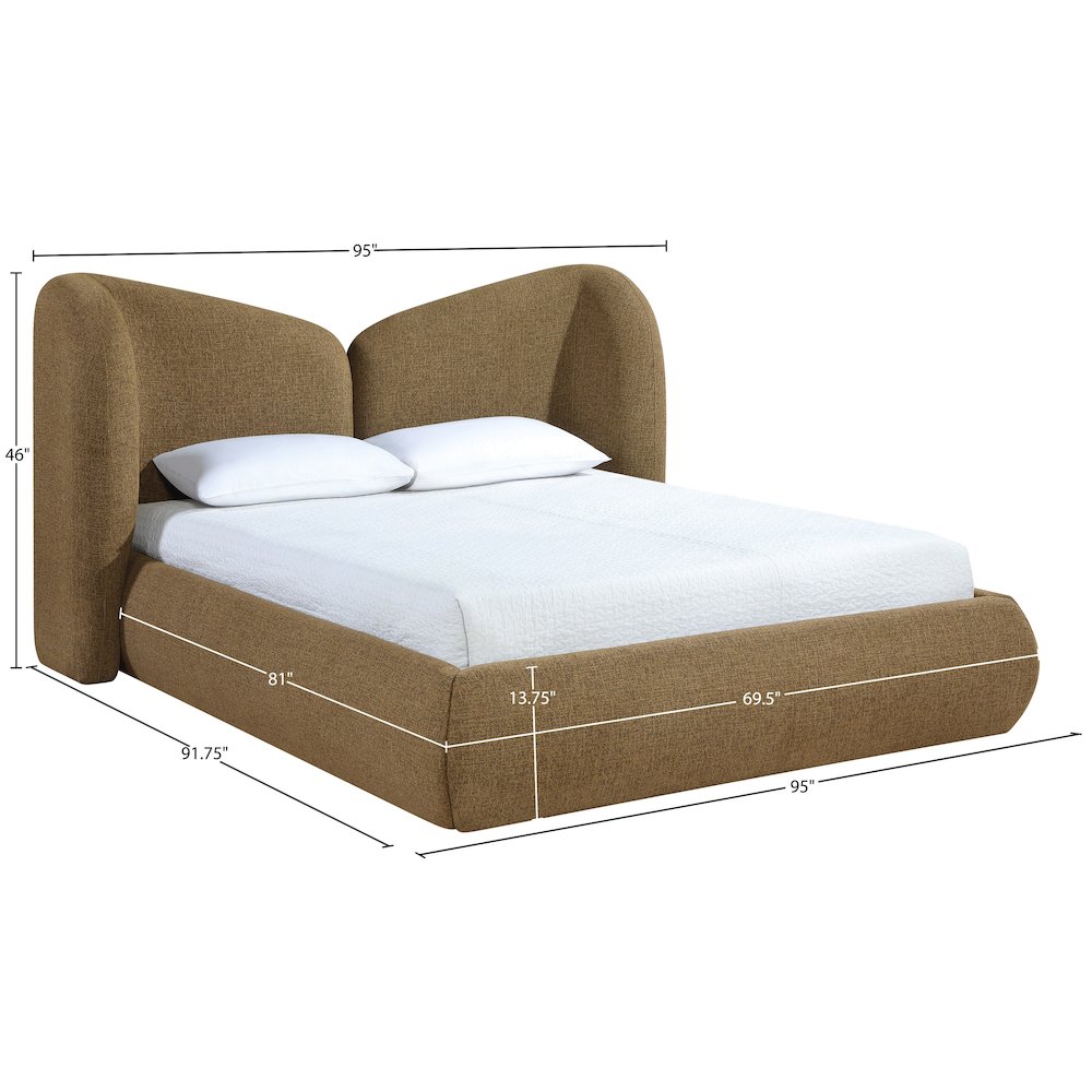 Elowen Brown Chenille Fabric Upholstered Queen Bed