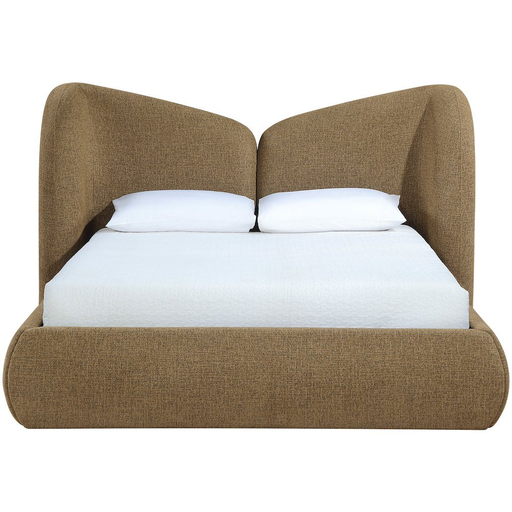 Elowen Brown Chenille Fabric Upholstered Queen Bed