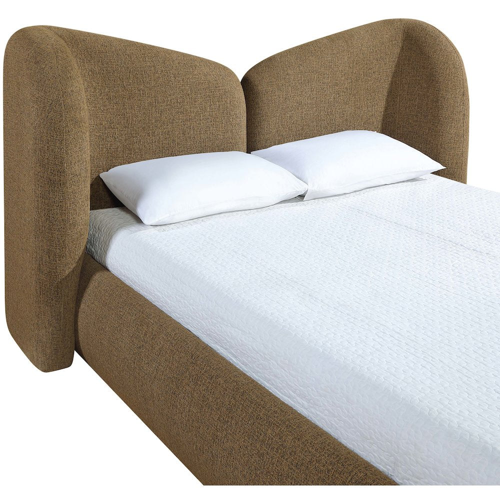 Elowen Brown Chenille Fabric Upholstered Queen Bed