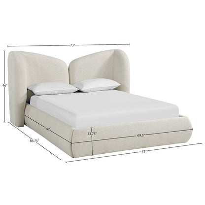 Elowen Cream Chenille Fabric Upholstered Full Bed