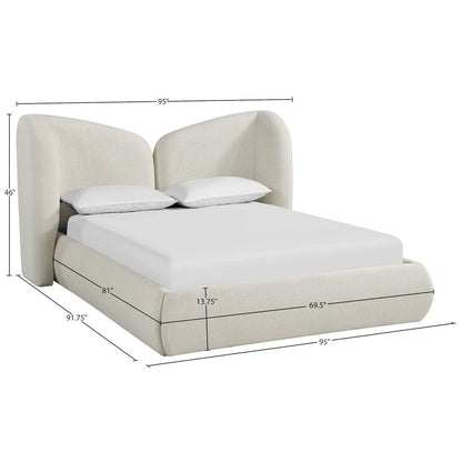 Elowen Cream Chenille Fabric Upholstered King Bed