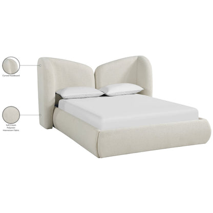 Elowen Cream Chenille Fabric Upholstered King Bed