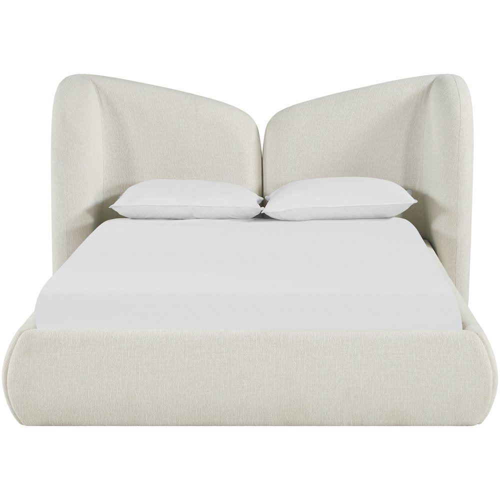 Elowen Cream Chenille Fabric Upholstered King Bed