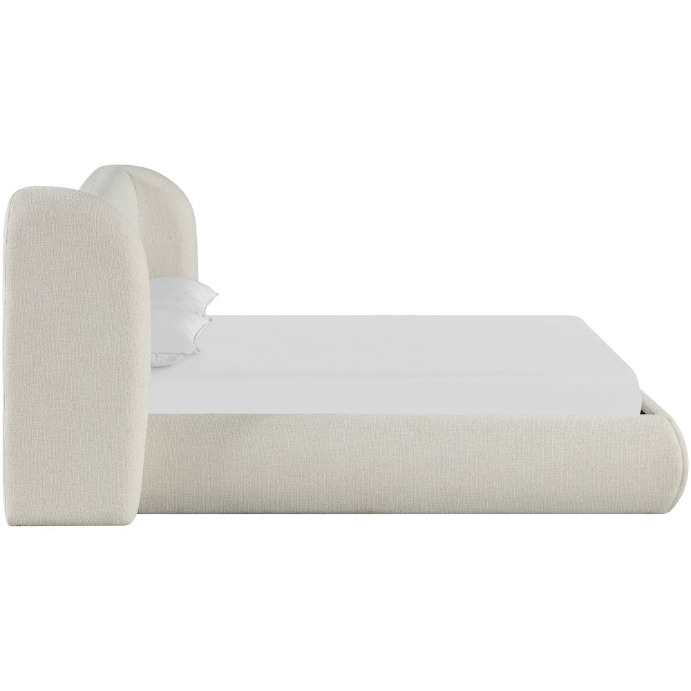 Elowen Cream Chenille Fabric Upholstered King Bed
