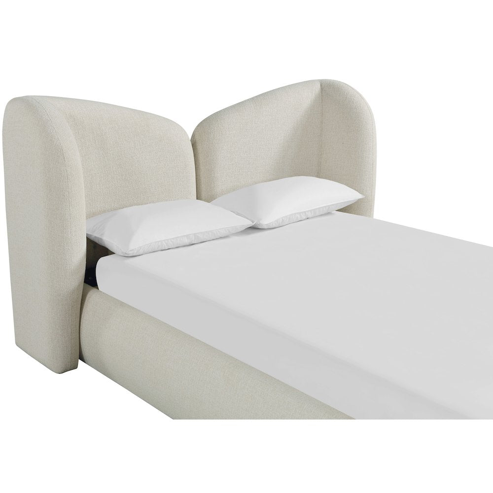 Elowen Cream Chenille Fabric Upholstered King Bed