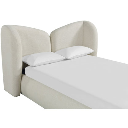 Elowen Cream Chenille Fabric Upholstered King Bed