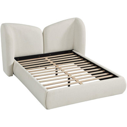 Elowen Cream Chenille Fabric Upholstered King Bed