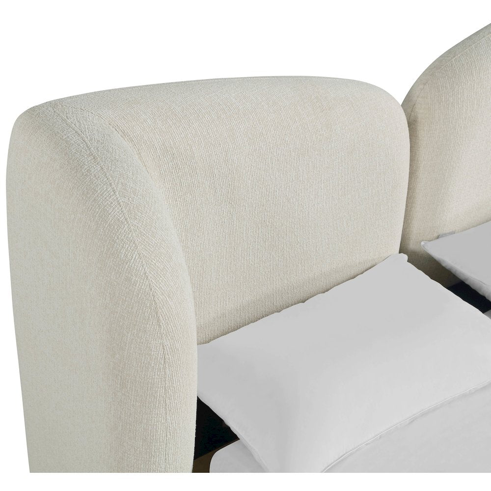 Elowen Cream Chenille Fabric Upholstered King Bed