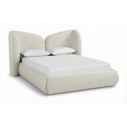 Elowen Cream Chenille Fabric Upholstered Queen Bed