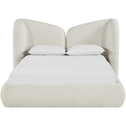 Elowen Cream Chenille Fabric Upholstered Queen Bed