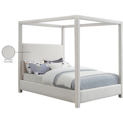 Emerson Cream Linen Textured Fabric Full Bed