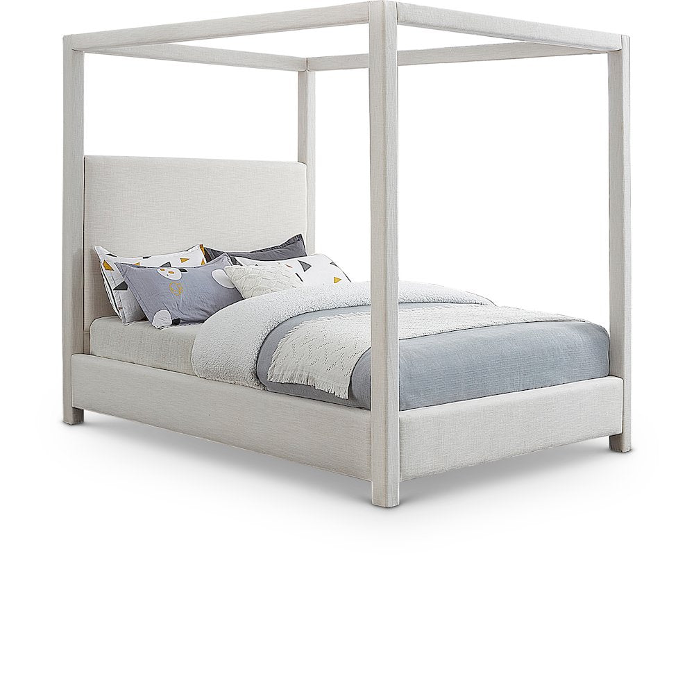 Emerson Cream Linen Textured Fabric Full Bed
