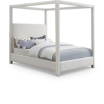 Emerson Cream Linen Textured Fabric Full Bed